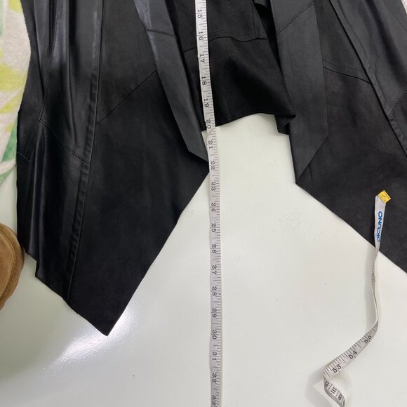 Bod & Christensen Women's Black Draped Collar Leather Snap Sleeve Jacket Size M - Picture 13 of 14